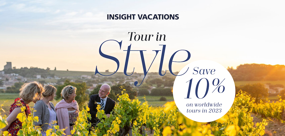 Insight Vacations Header: Save 10% on worldwide tours in 2023