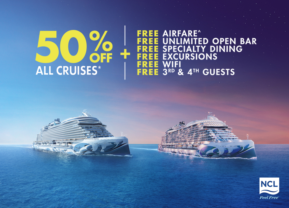40% off all cruises with Norwegian Cruise Line